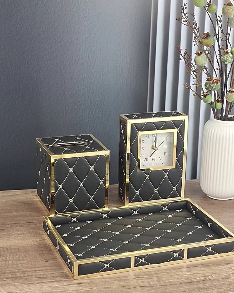 Amazon.com: Black Tissue Box Cover,KEZNGUU Quilted Leather Tissue